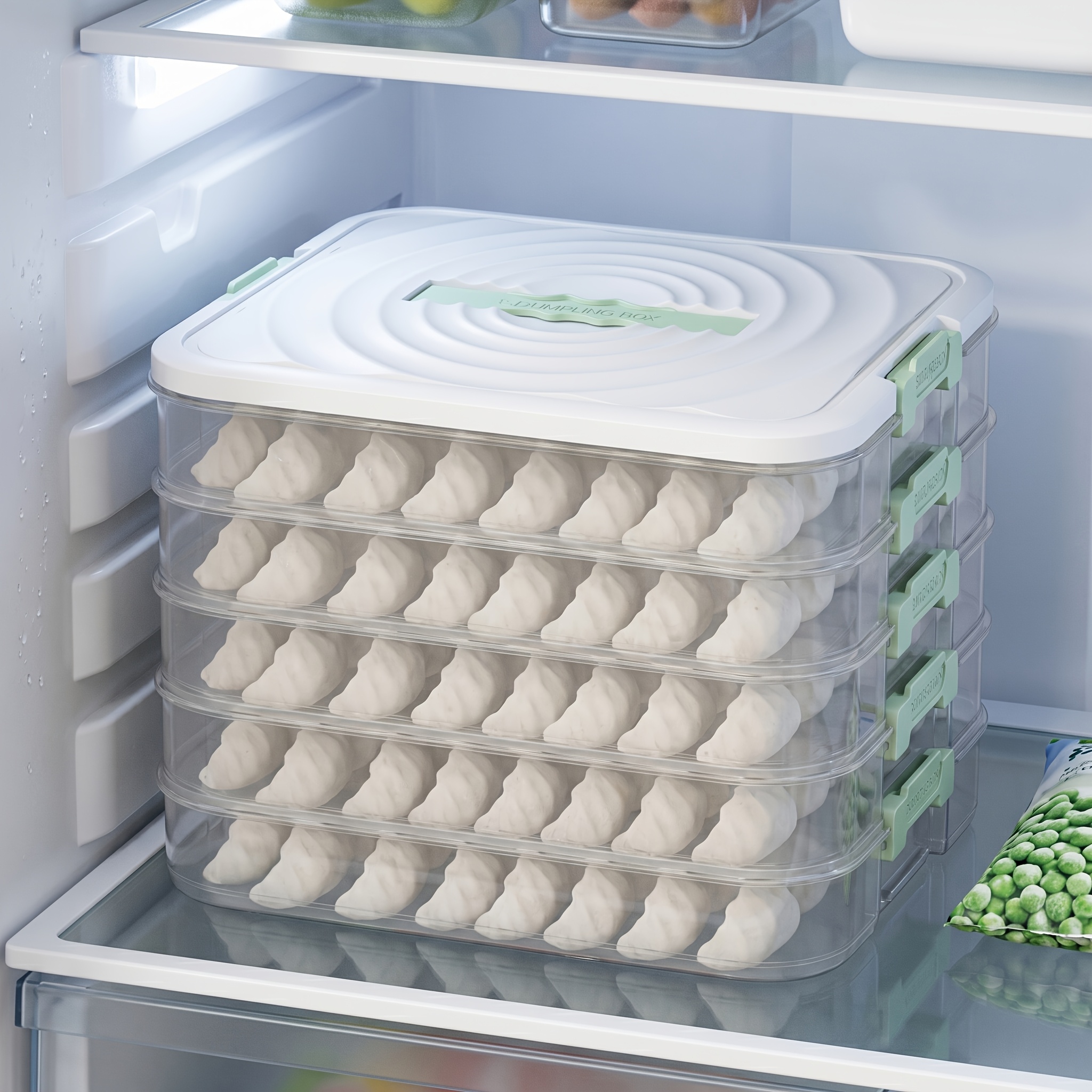 5-layer Water Ripple Lid Stackable Pp Food Preservation Storage Container - Transparent Dumpling And Meat Preservation Box, Refrigerator Kitchen Preservation Storage Box - Keep Refrigerator Tidy And
