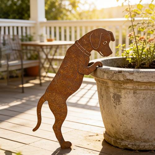 2d flat a rusty garden statue in courtyard decoration durable freestanding lawn ornament no power supply needed an for friends and