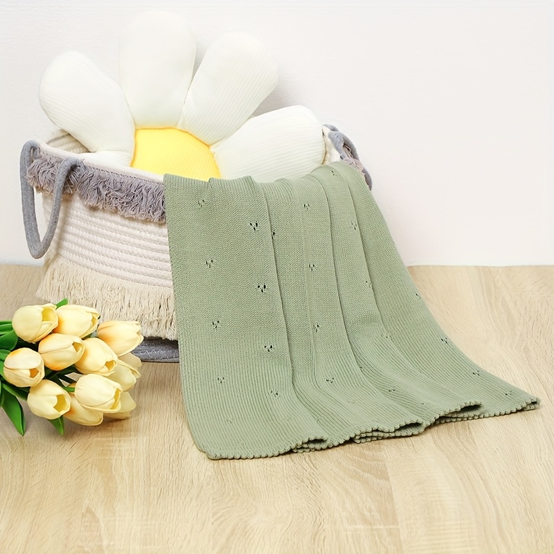 1pc knitted solid color throw blanket stroller cover quilt air conditioning throw blanket details 9