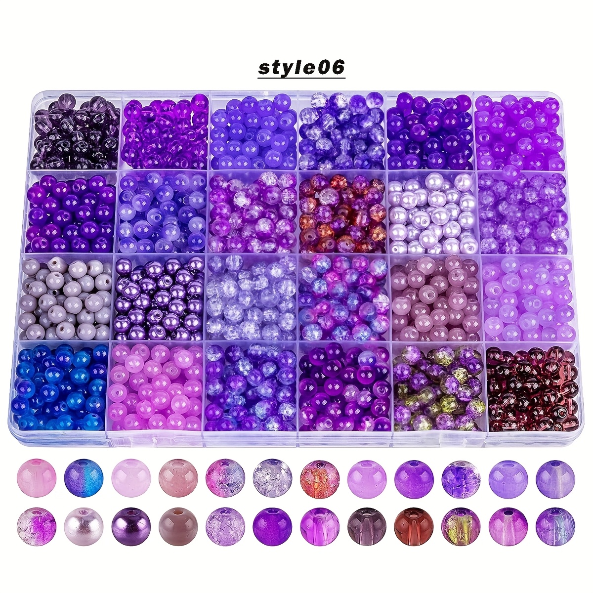 TEMU About 960pcs 6mm Glass Beads Bracelet Making Kit,24 Assorted Colorful Glass Beads For Bracelet And Jewelry Making And Diy Crafts,friendship