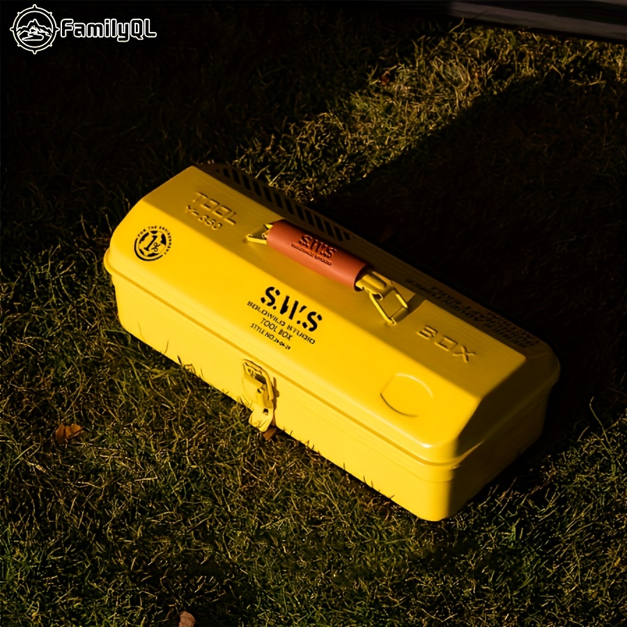   yellow aluminum alloy toolbox classic rectangular storage box with   closure non waterproof ideal for camping gardening outdoor use camping accessorie box cabinet rack for outdoor storage