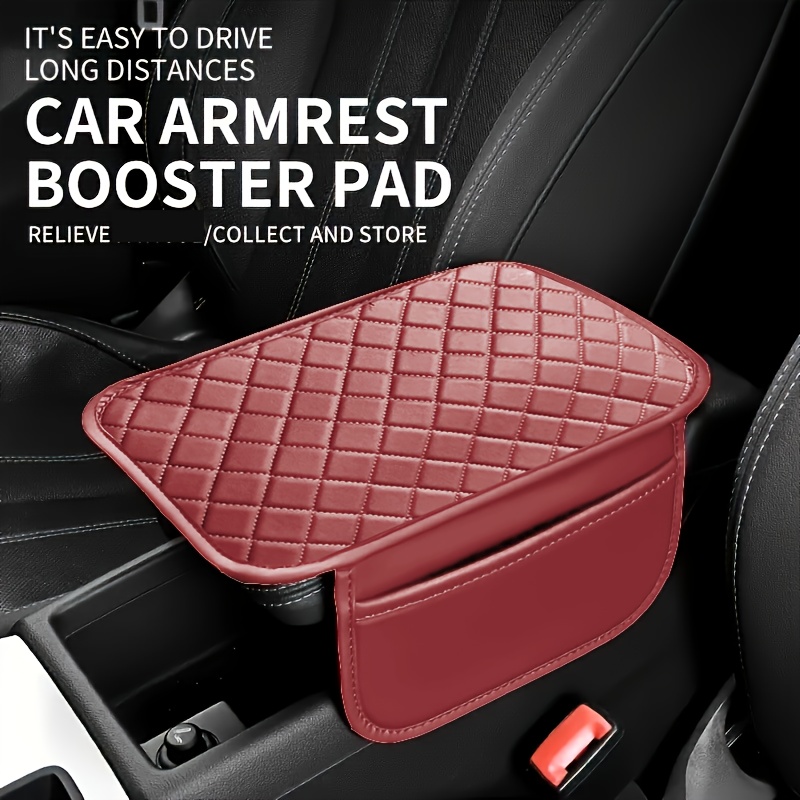TEMU 1pc Universal Style Faux Leather Car Armrest Organizer With Pocket - Extended Length For And Space, Vehicle Center Console Protector, Vehicle