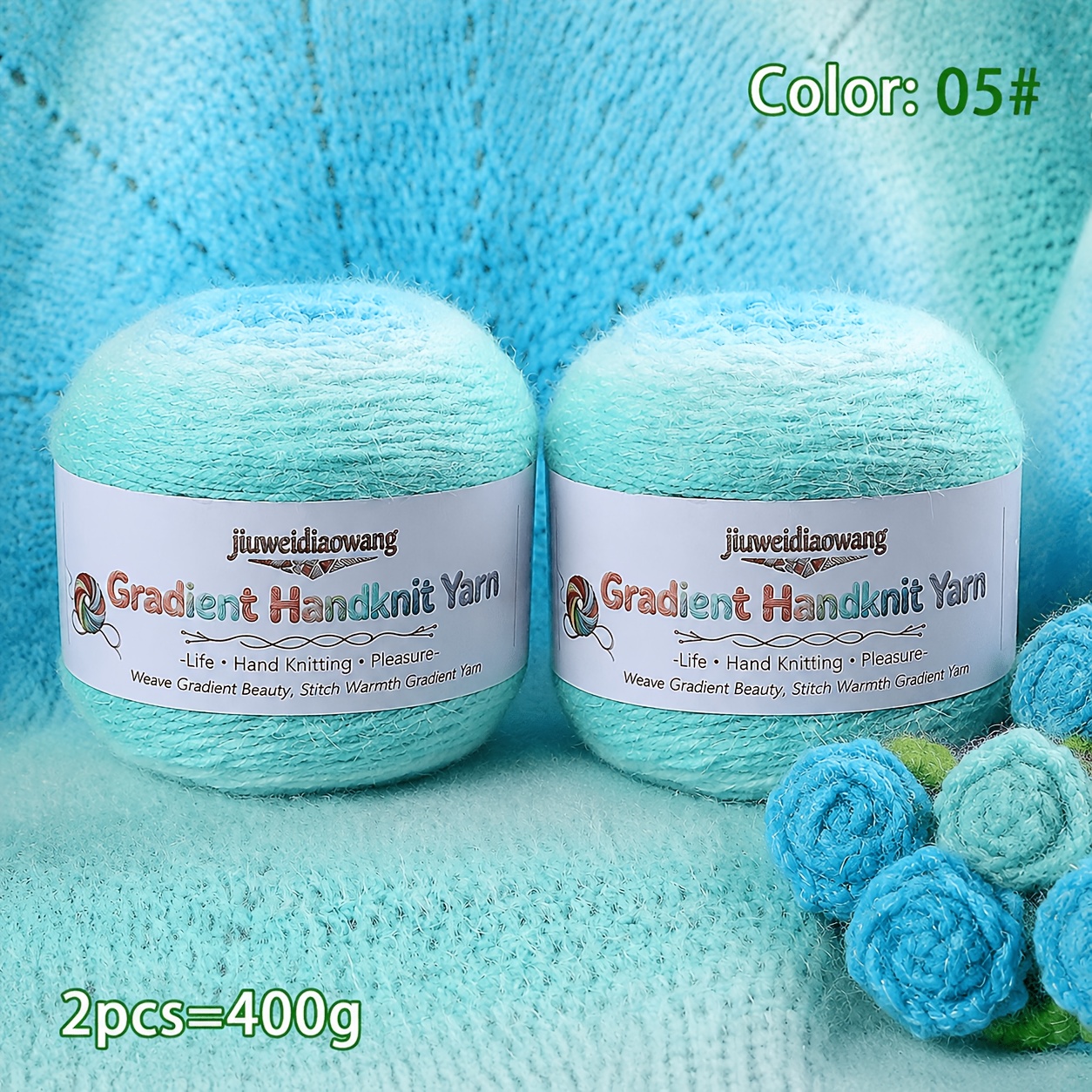 TEMU 2pcs 400g Gradient Yarn, Soft Fluffy Gradient Hand Knitting Yarn, Suitable For Crochet Rose Blanket, Knitting And Handmade Projects, Halloween