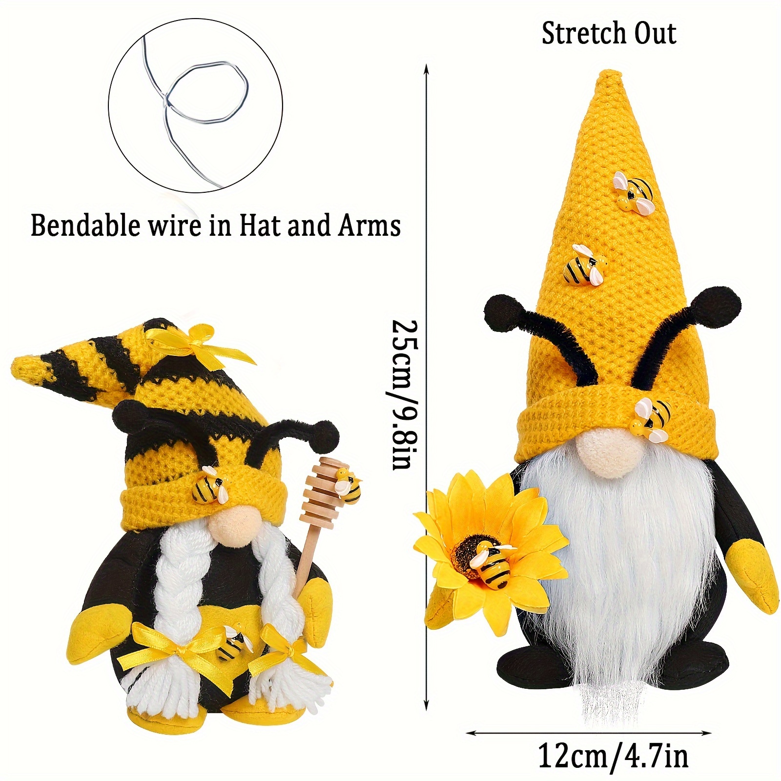 Bumble Bee Gnome Plush Mr Mrs Honeybee Spring Gnomes Plushie - Temu ...