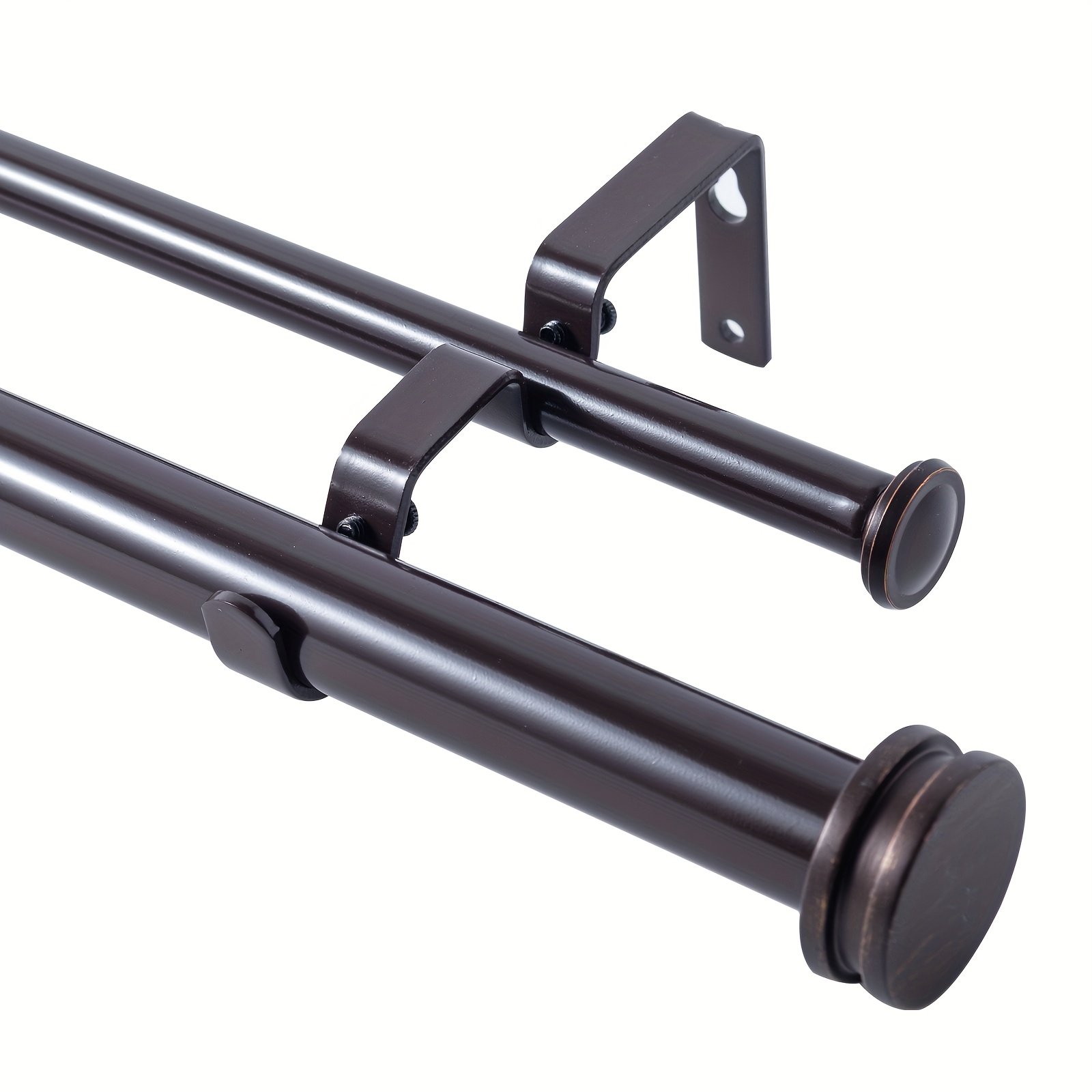 E-shop Klassische Dekorative Kopf 1 Zoll Vorhangstange Komplettset, Mehrere Größen Einstellbar von 28"-120", Geeignet für Firmenhausdekoration und