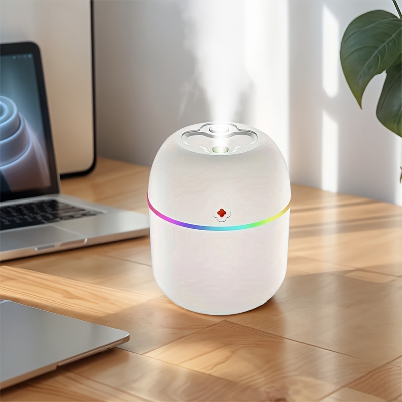 USB-Powered Humidifier - Modern White Design with Colorful Accents, Ideal for Bedroom, Living Room, Desk, and Car - Enhances Ambiance with Soft Glow, Bedroom Humidifier | Modern Humidifier | USB Powered Device, Humidifier for Home