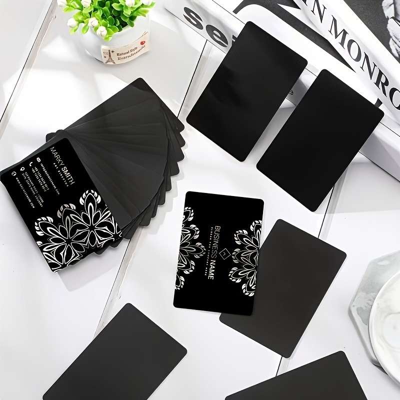 TEMU 99pcs Of Engraved Black Blank Aluminum Business Cards, With A Glossy Thickness Easy To Engrave. Suitable For Laser , Engraving Aluminum Sheets