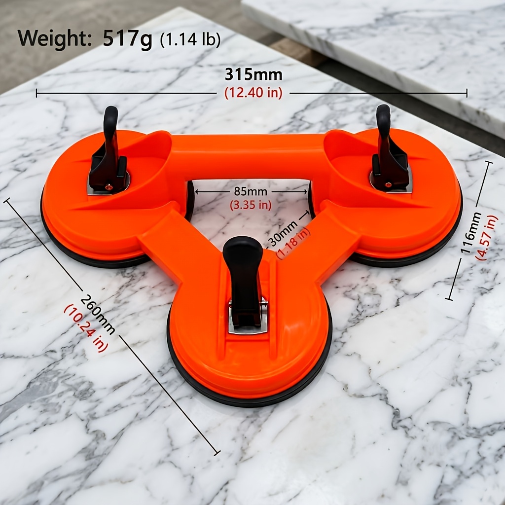 TEMU Heavy Duty Vacuum Lifter, Manual Vacuum Suction Cup For Granite, Tile And Glass With Durable Suction Pad And Ergonomic Handle, Suitable For