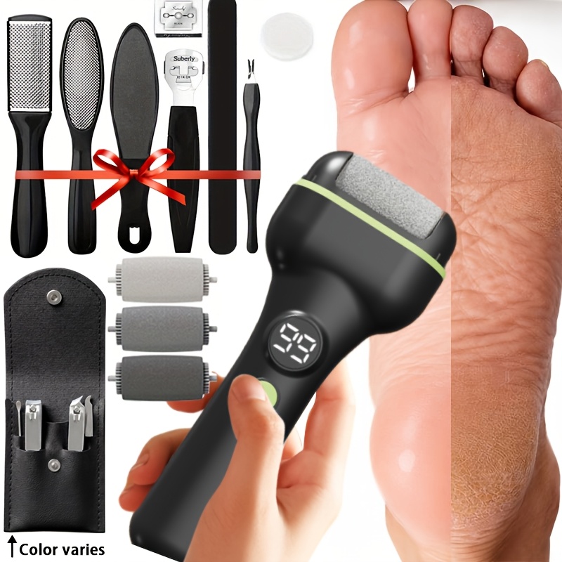 Advanced Electric Callus Remover Kit, Gentle Exfoliation for Smooth Soles, LED Polisher with Stainless File Set