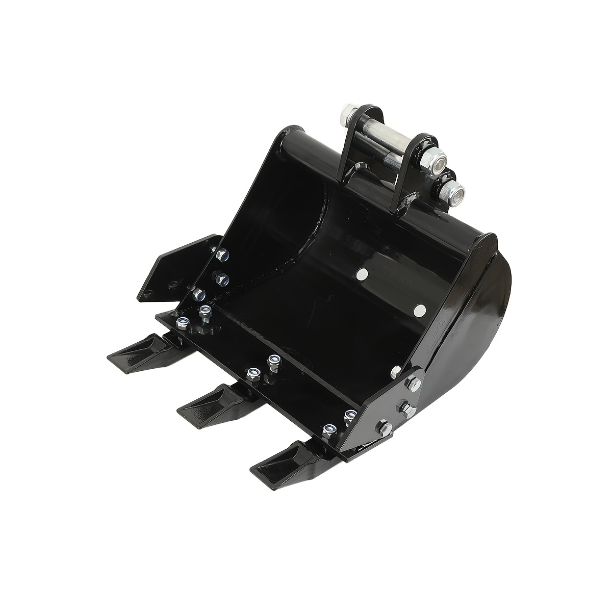 Image of 15.75in/400mm Mini Excavator Spoon, Narrow Digging Buckets With 3 Metal Teeth For 2 T/4409.25 Lbs Excavators, Inch Pin Holes Mini Excavator Attachment