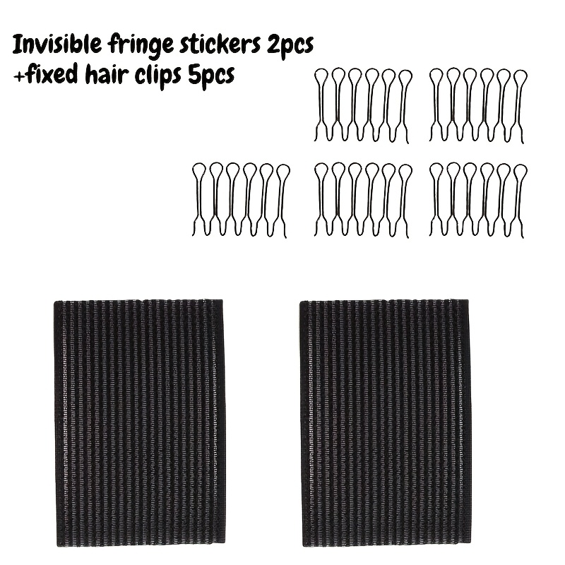 TEMU Adhesivos portátiles de viaje para el cabello, set de cintas invisibles para sujetar flequillo con pinzas para el cabello de U, fijación para