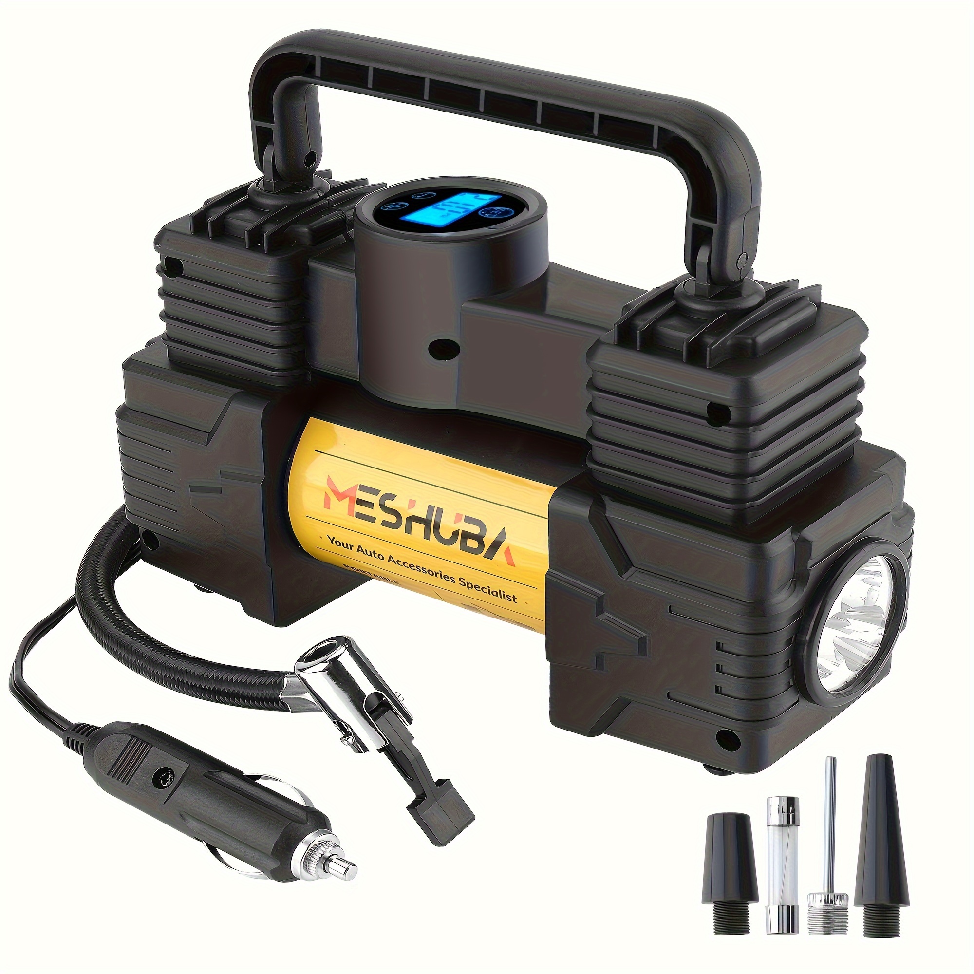 Smiling Shark Compressore Aria Portatile AP-01 – 12V 150PSI Con Batteria 8000mAh – Pompa Gonfia Gomme Senza Fili Con Display LED E Torcia – Per Auto, Moto, Bici E Palloni