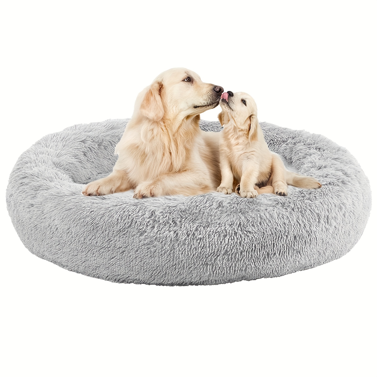 

Calming Bed Anti-anxiety Donut Cuddler Warming Round Bed Fluffy Fur Plush Cushion Bed For Small Medium Dogs And Cats