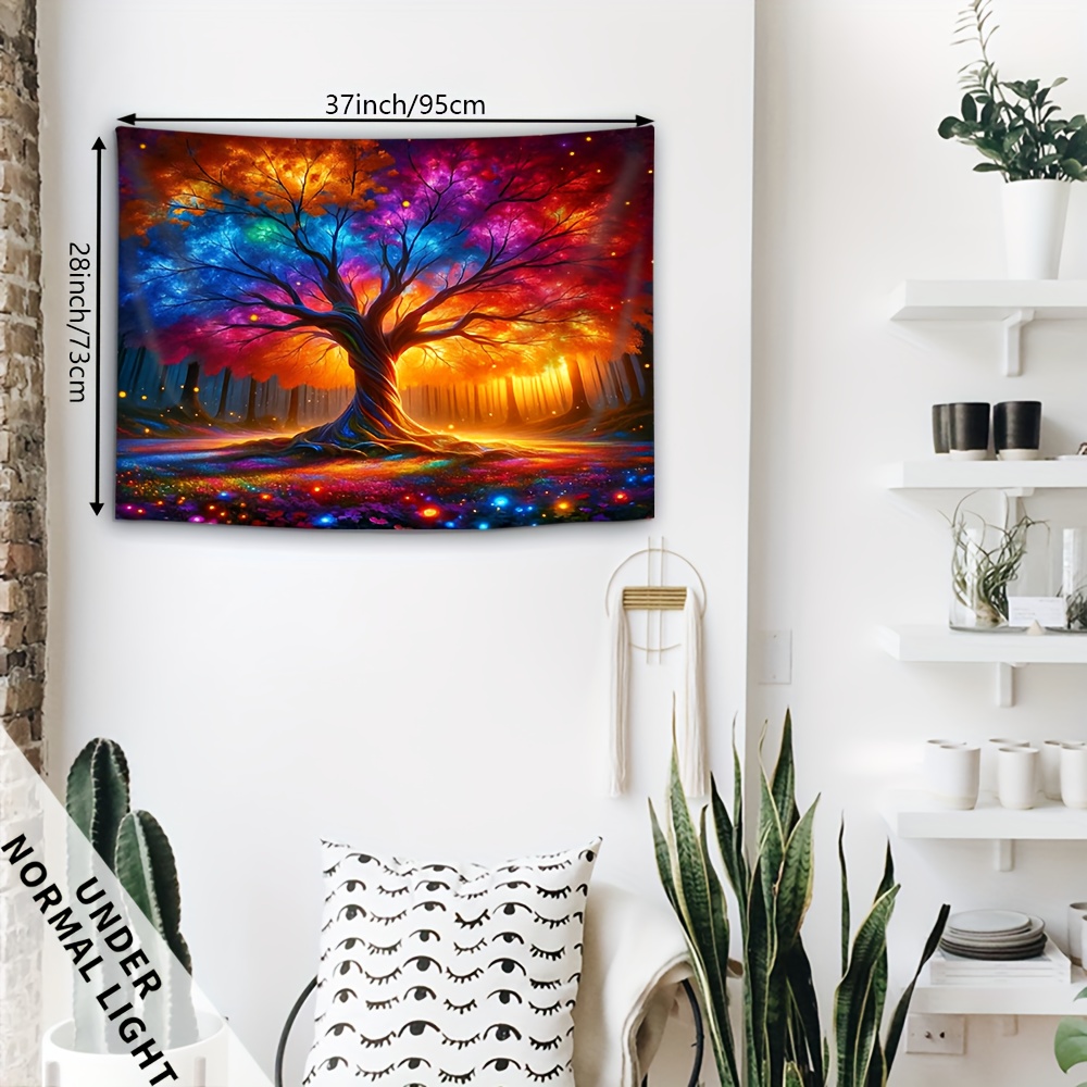 Magic Life Tree Uv Black Light Fluorescent Tapestry For Room Decor_voghion.com