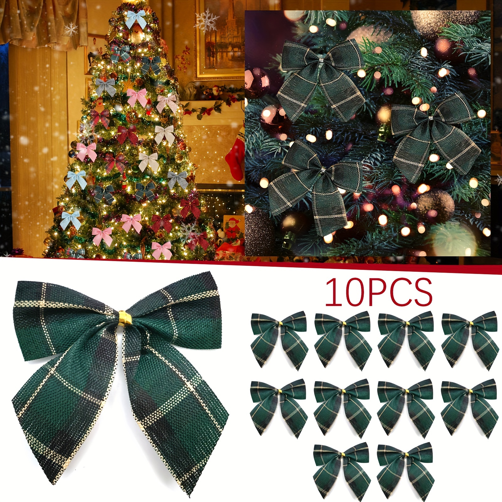 

10pcs Christmas Bows - For & Decor, No Needed