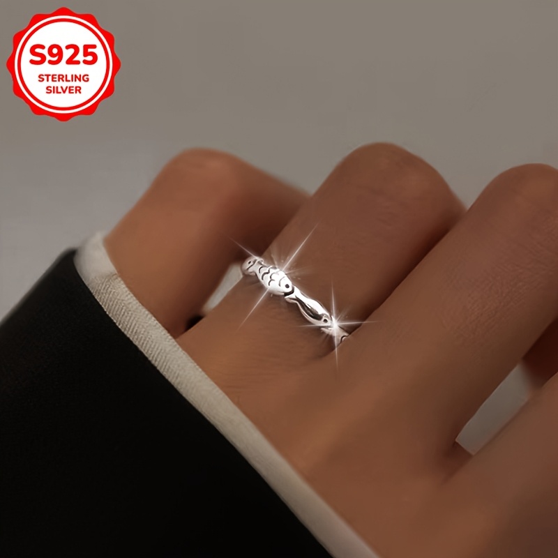 Retro Style Women's Silver Fish Ring