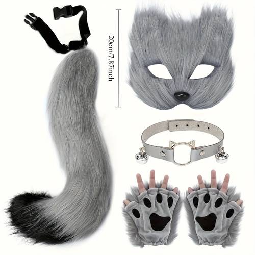 realistic cat costume including gloves and ties soft and fluffy cat costume with eyes a cat wearing boots halloween valentines day role playing theme parties complete cat costume