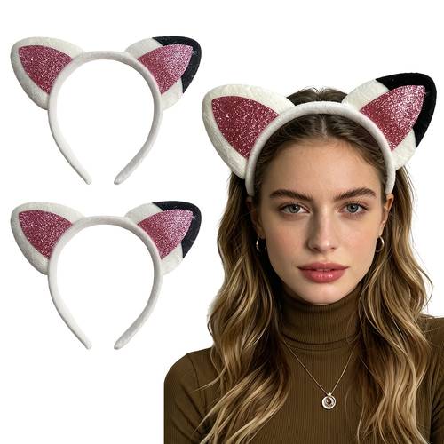 2pcs ear headband suitable for womens non slip hair with sparkling ear pieces cute hair for themed parties birthdays casual attire durable hair for home makeup hairstyles