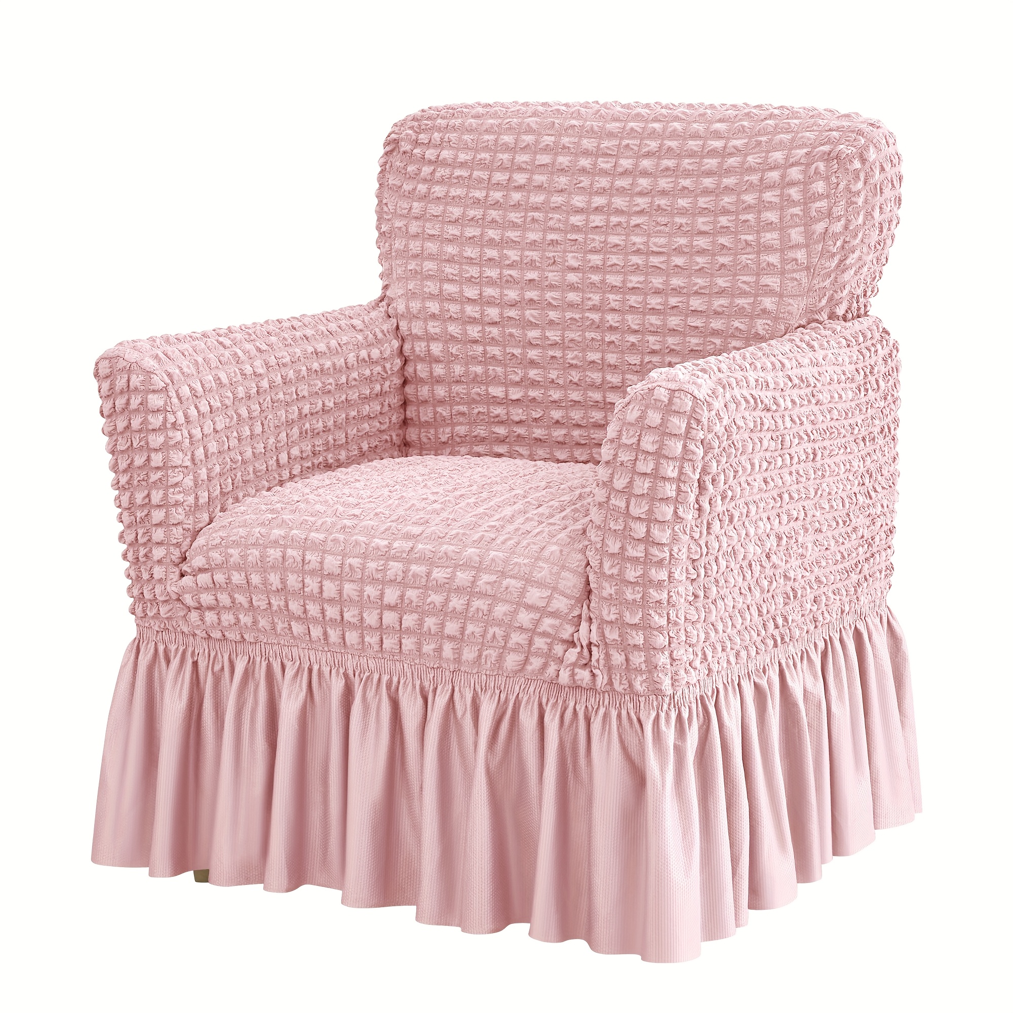 TEMU 1pc Jupe en fil de bulles élastique toutes saisons, petite couverture de décoration de canapé simple, housse de protection de canapé lavable en