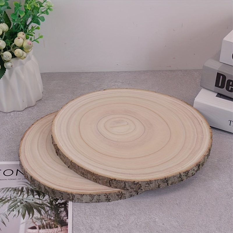 

Set Of 2 9-10 Inch Natural Wood Slices With Tree Bark Edges, Perfect For Centerpieces, Weddings, Parties, Diy Projects, And Wooden Decor