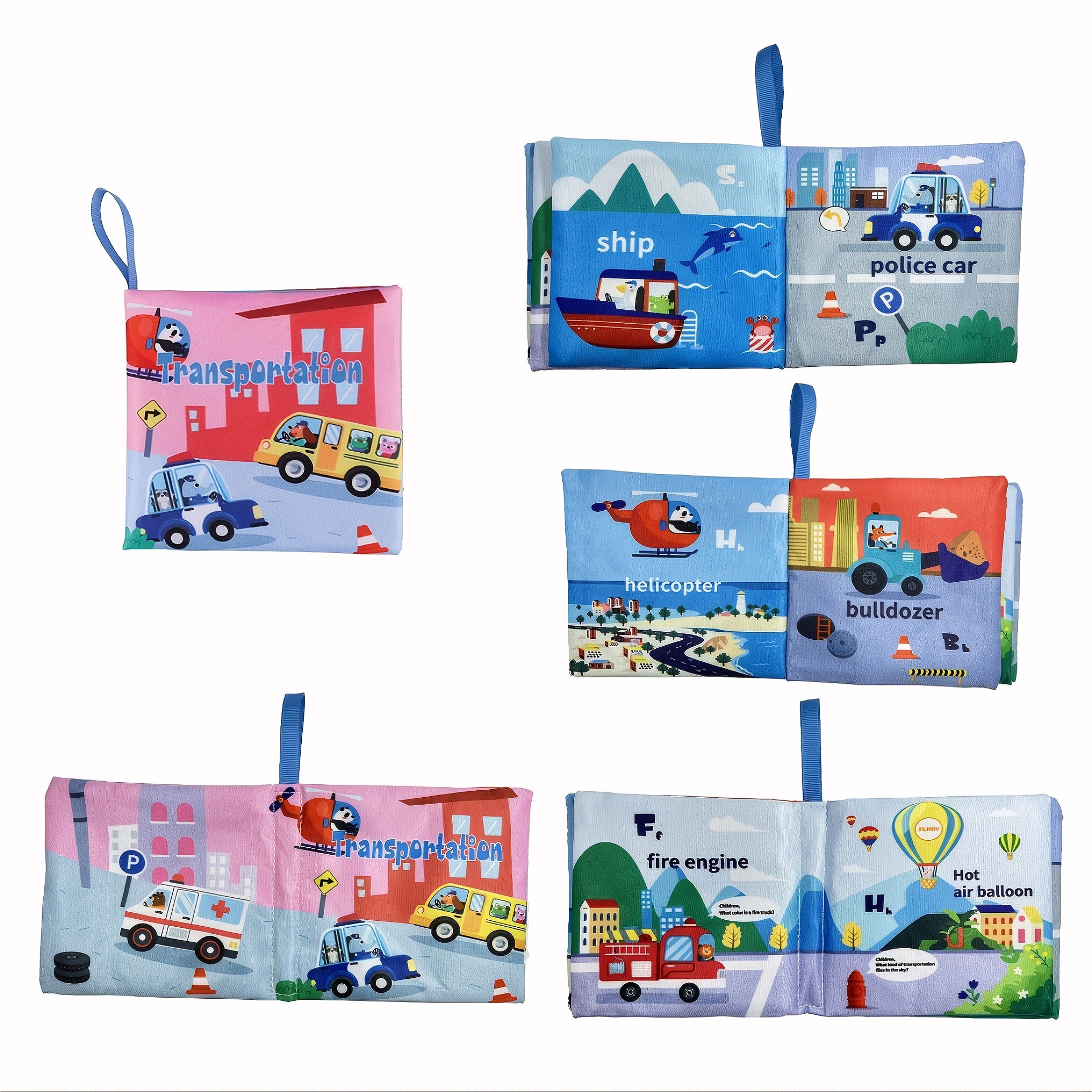 1pc Baby Cloth Book - Non-Tearable Soft Fabric, Ocean Animal & Multi-Theme Educational Toy with Interactive Learning Buttons, Infant Cognitive Development Book for Toddlers 0-3 Years (Pink/Green/Blue/Yellow), Baby Book, Sensory Stimulation, Vibrant Illustrations, Childsafe Material, Young Children