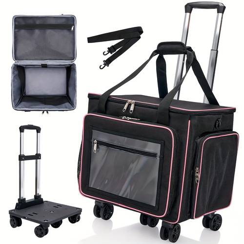 high capacity rolling teacher tote bag with 17 3 laptop compartment rolling craft cart with detachable dolly 50l multipurpose briefcase for travel work and daily use