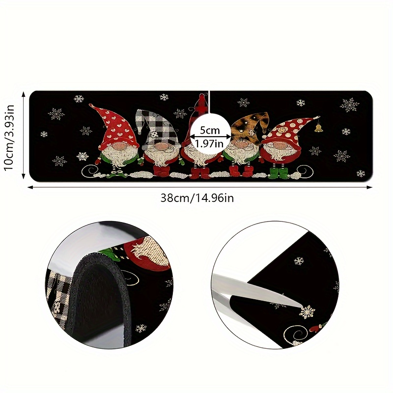 TEMU 1pc Snowflake And Gnome Black Christmas Kitchen Diatomaceous , Faucet Absorbent Mats, Bathroom Faucet Splash Mats, Moisture Resistant Slip