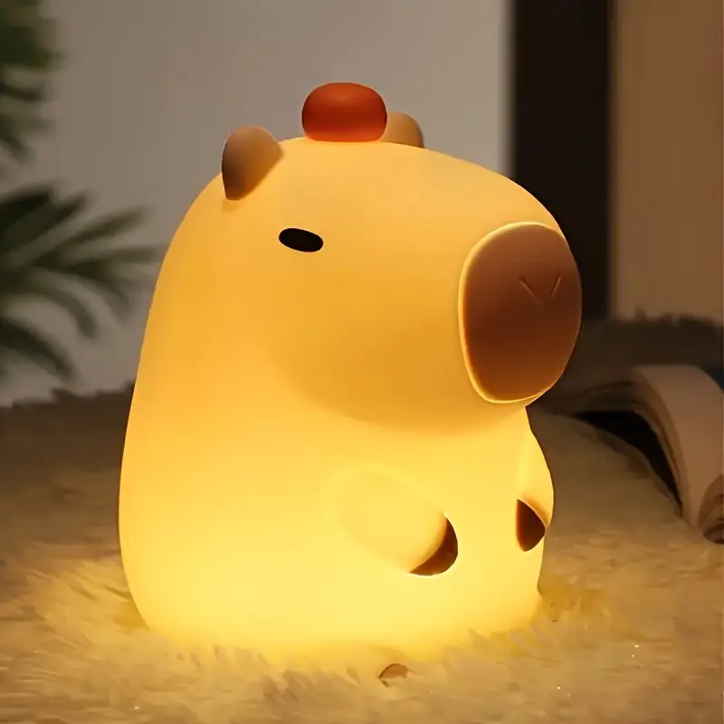 1pc capybara orange night light bedroom sensing sleep companion bedside lamp birthday christmas gift yellow plastic usb powered white light 36 1200mah rechargeable battery no electronic parts Product details 6