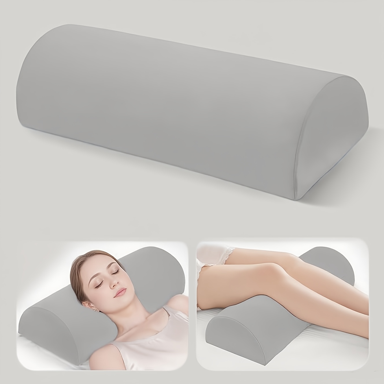 1pc Half Moon Pillow, Leg, Knee, Back Of Neck, And Lumbar Support Pillow, Suitable For Back Or Side Sleepers, Semi-rolled Round Pillow, For Ankles And Feet, Head, Neck, Spine, And Hips