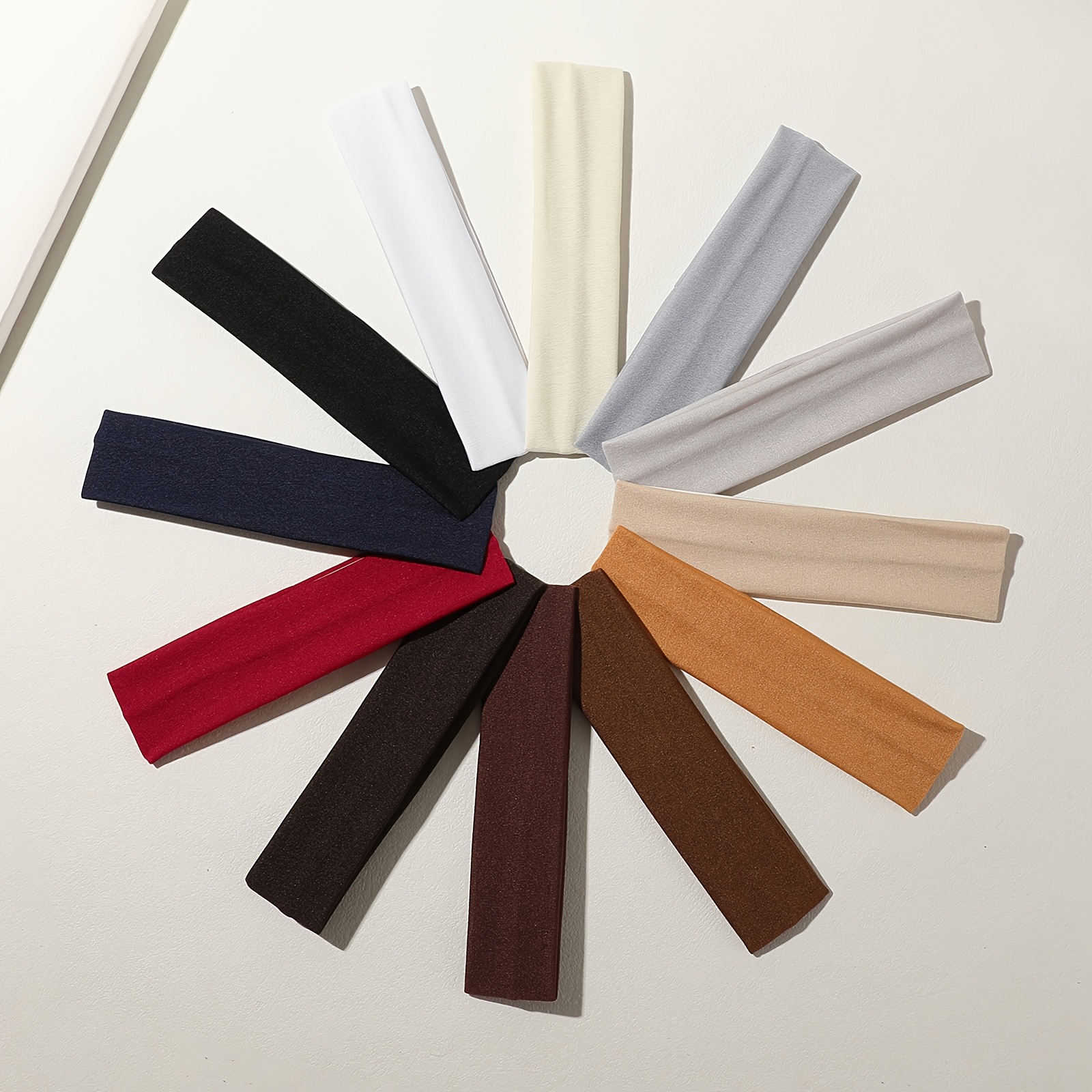 TEMU 12pcs Easy Casual All-match Solid Color Elastic Hairbands Women's Sports Sweat-absorbing Hair Headband