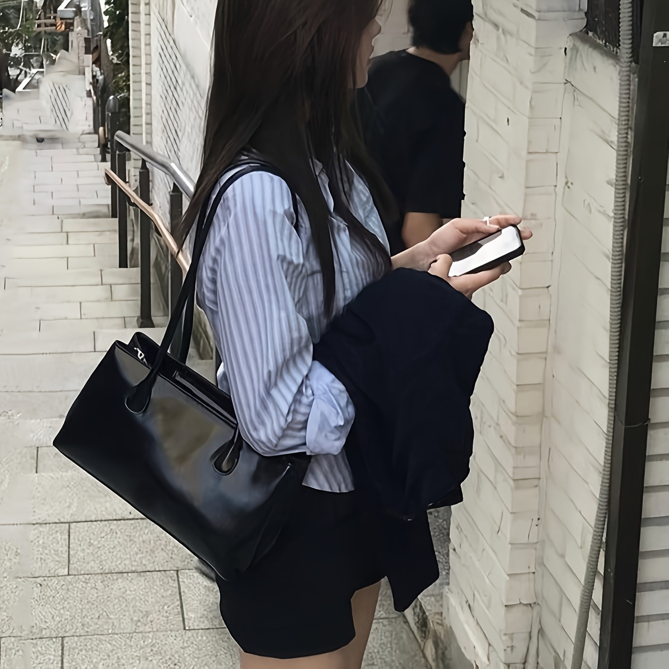 TEMU 한국 스타일 게으른 스타일 간편한 겨드랑이 가방 니치 디자인 대용량 토트백 패션 출퇴근 야외 핸드백 싱글 숄더백