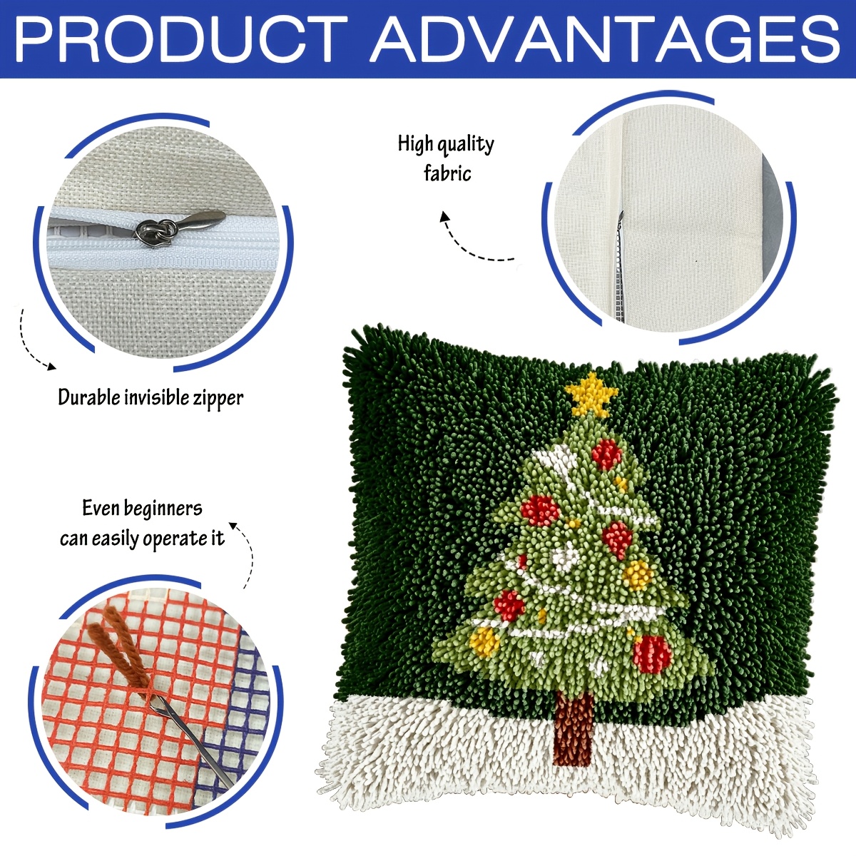 Latch Hook Kit with Christmas Tree Printed Pattern