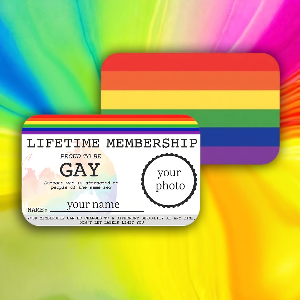 定制1pc照片同性恋/ 卡片，定制同性恋/ 终身会员卡， 骄傲卡， ,个性化新奇同性恋身份证，搞粗俗笑话朋友同事礼物创意，笑话模因，搞笑礼物 商品详情 5