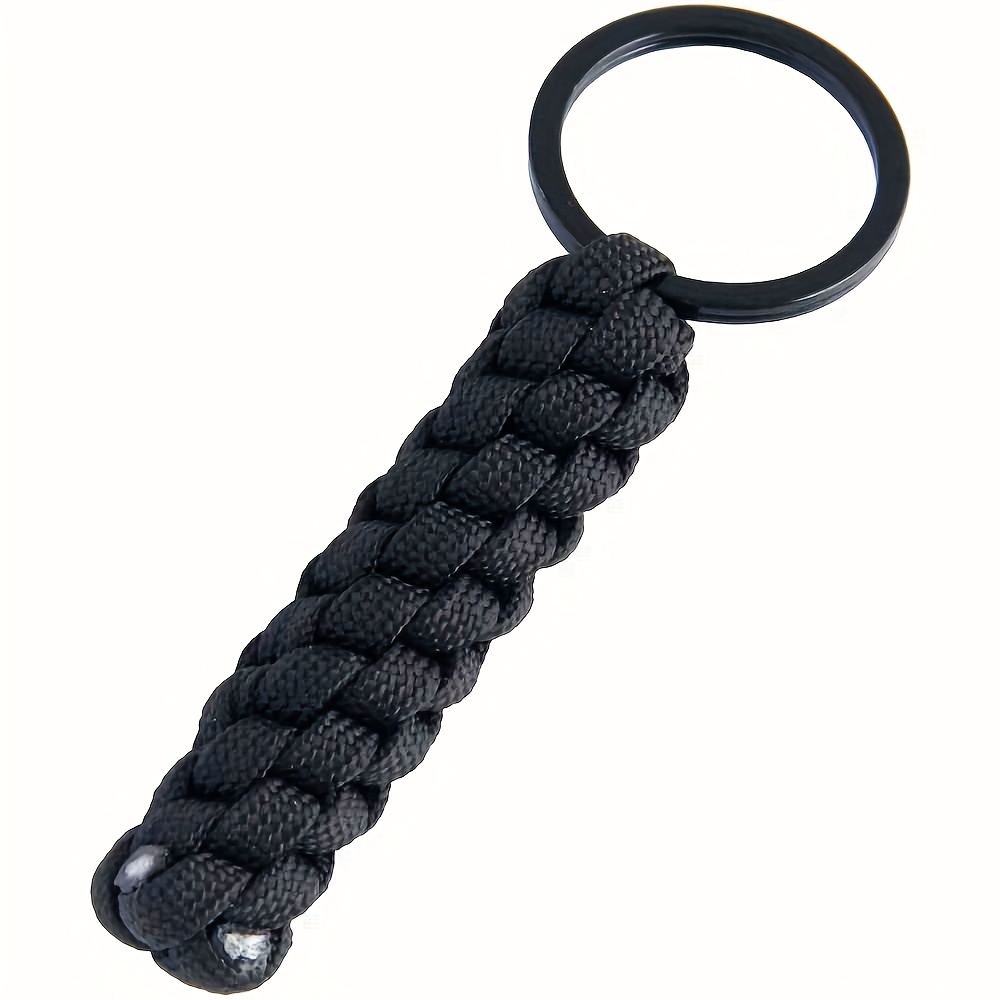 Image of 1pc Handmade Outdoor Braided Rope Keychain, Men Key Chain, Umbrella Rope Hanging Keychain Cute Hanging Decoration