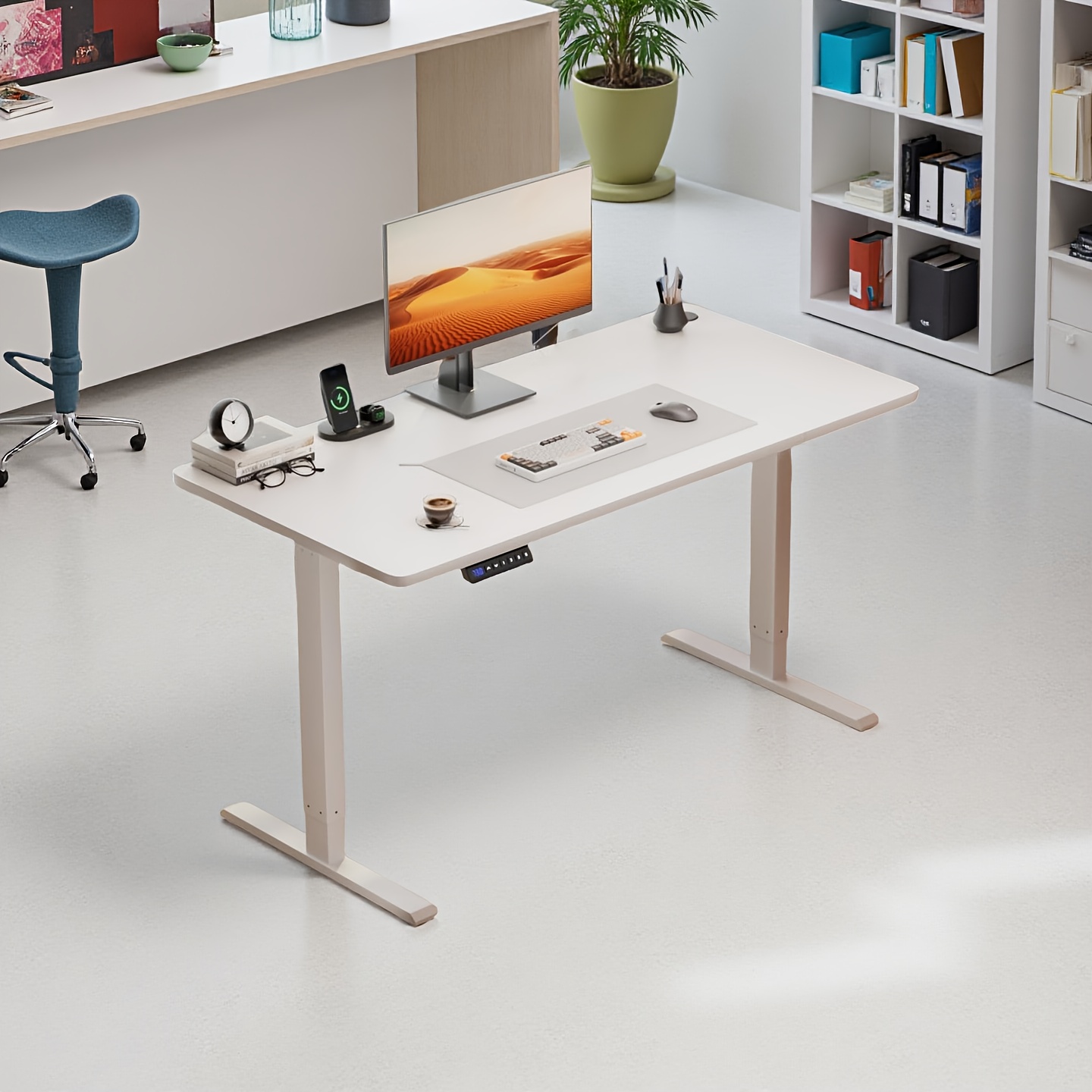 adjustable standing desk with desktop socket and usb port ergonomic electric sit stand computer desk height adjustable office study bedroom   Product details 7