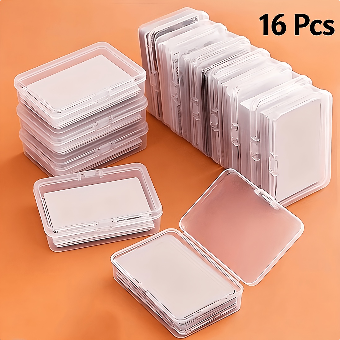 TEMU 16pcs Boxes With Lids, Durable Stackable Mini Storage Boxes, Suitable For Storing Playing Cards, Business Cards, Cards, Clips, Etc., Saving