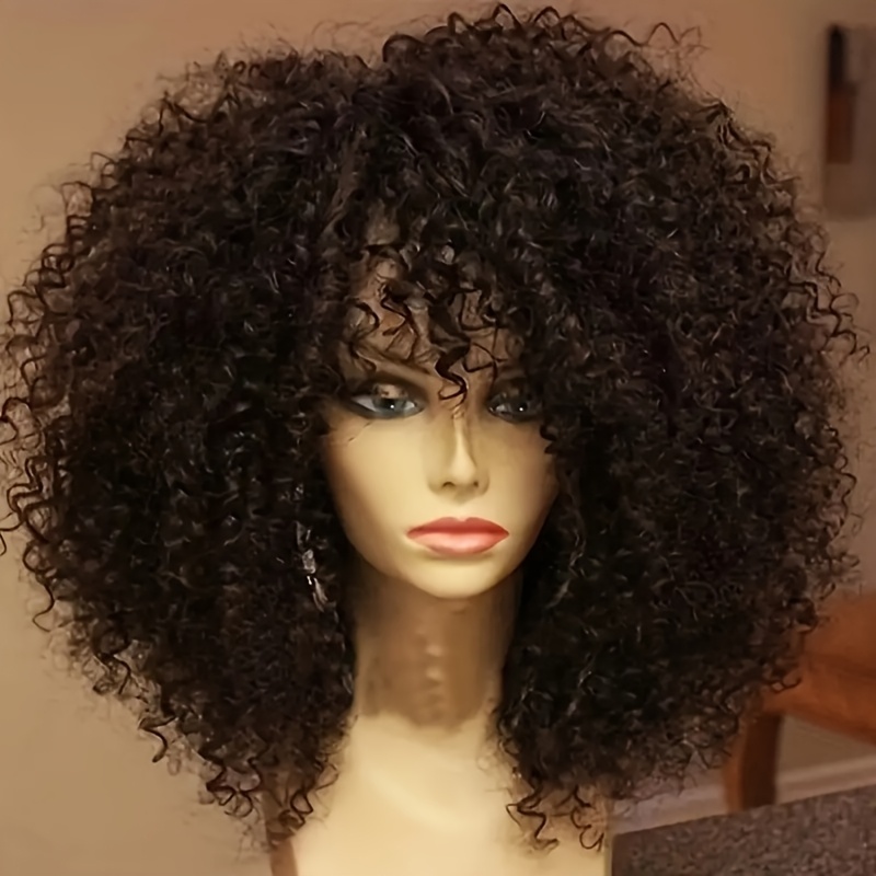 

1pc Sassy Afro Wig For Women, 16-inch Heat Resistant Viscose Fiber, 130% Density Net Cap, Synthetic Hair For Daily, Festivals, Weddings, Parties