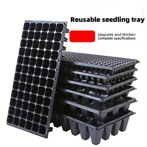 5 piece reusable seedling tray set multiple sizes 32 200 cell starter tray for seeds 80g thickened agricultural plant germination device sturdy and durable plastic germination box with drainage holes detachable vegetable