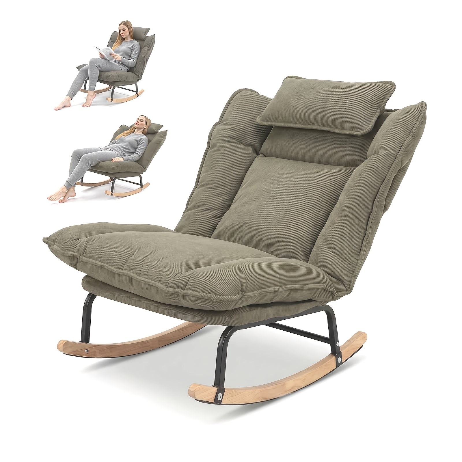 Adjustable Multifunctional Rocking Sofa Bed with Memory Foam