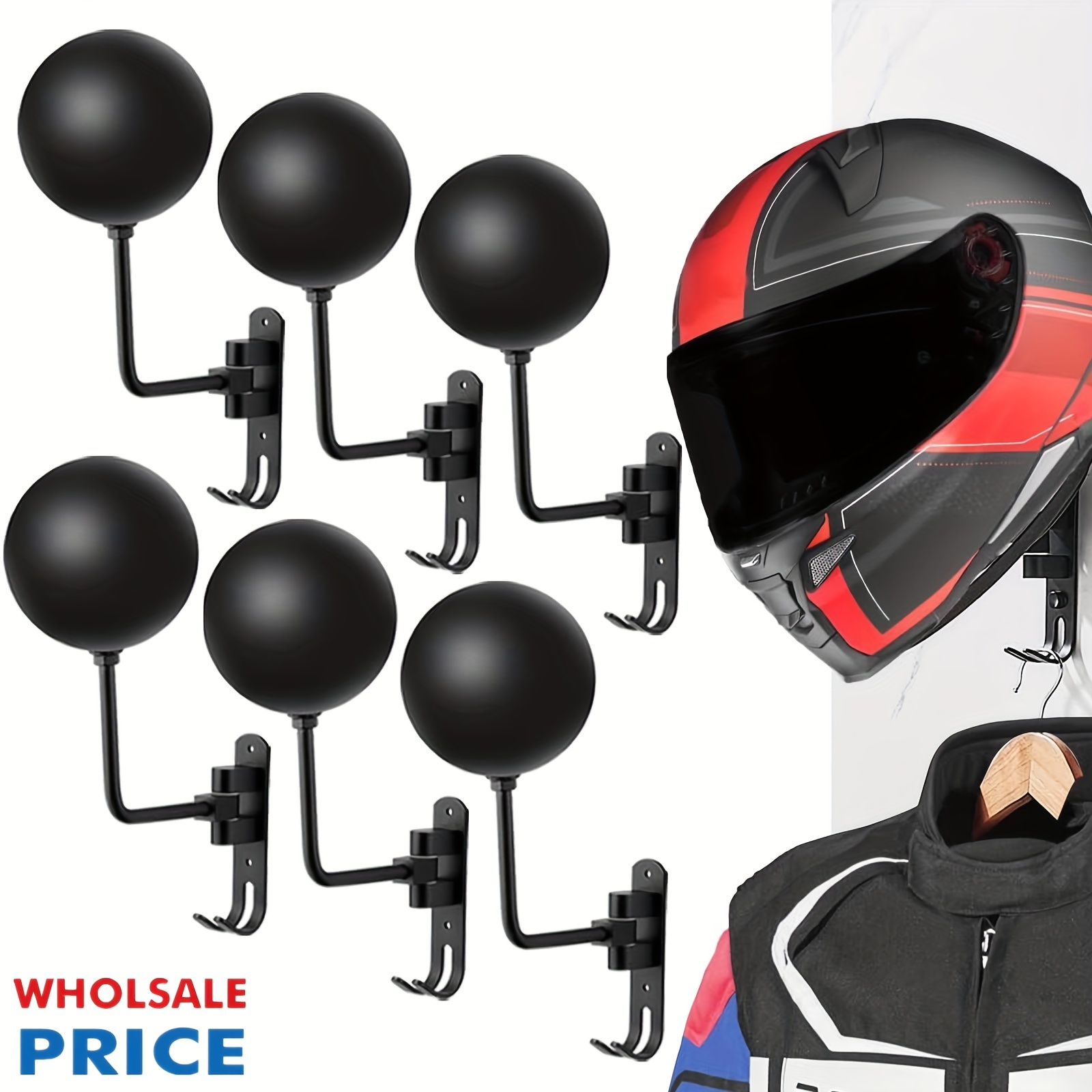 

1/2/4/6pcs Motorcycle Helmet Holder Metal Hat Storage Rack Wall-mount Helmet Hanger Display Stand For Helmets Hats Caps Wigs