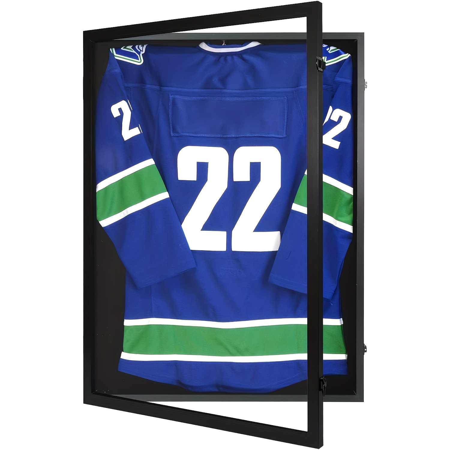 E-shop Holz-Jersey-Rahmen Ausstellungsbox 1 Pack, Große Schattenkastenrahmen mit Aufhängern für Hockey-Fußball-Baseball-Basketball-Soccer-Shirt und