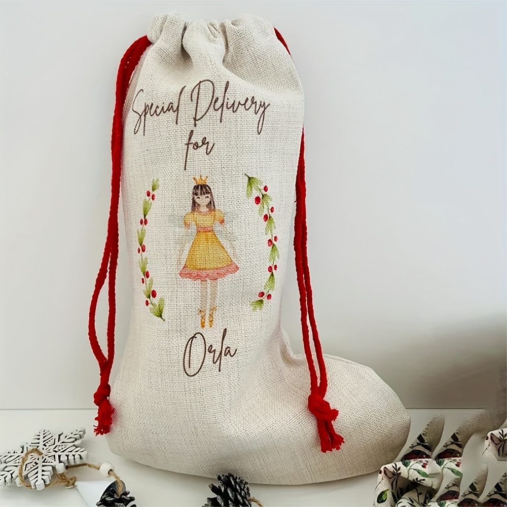 TEMU Personalized Custom Name Ballerina Nutcracker Christmas Stocking Santa Sack Family Merry Christmas Eve Holiday Gift Bag Xmas Box Tree Decoration