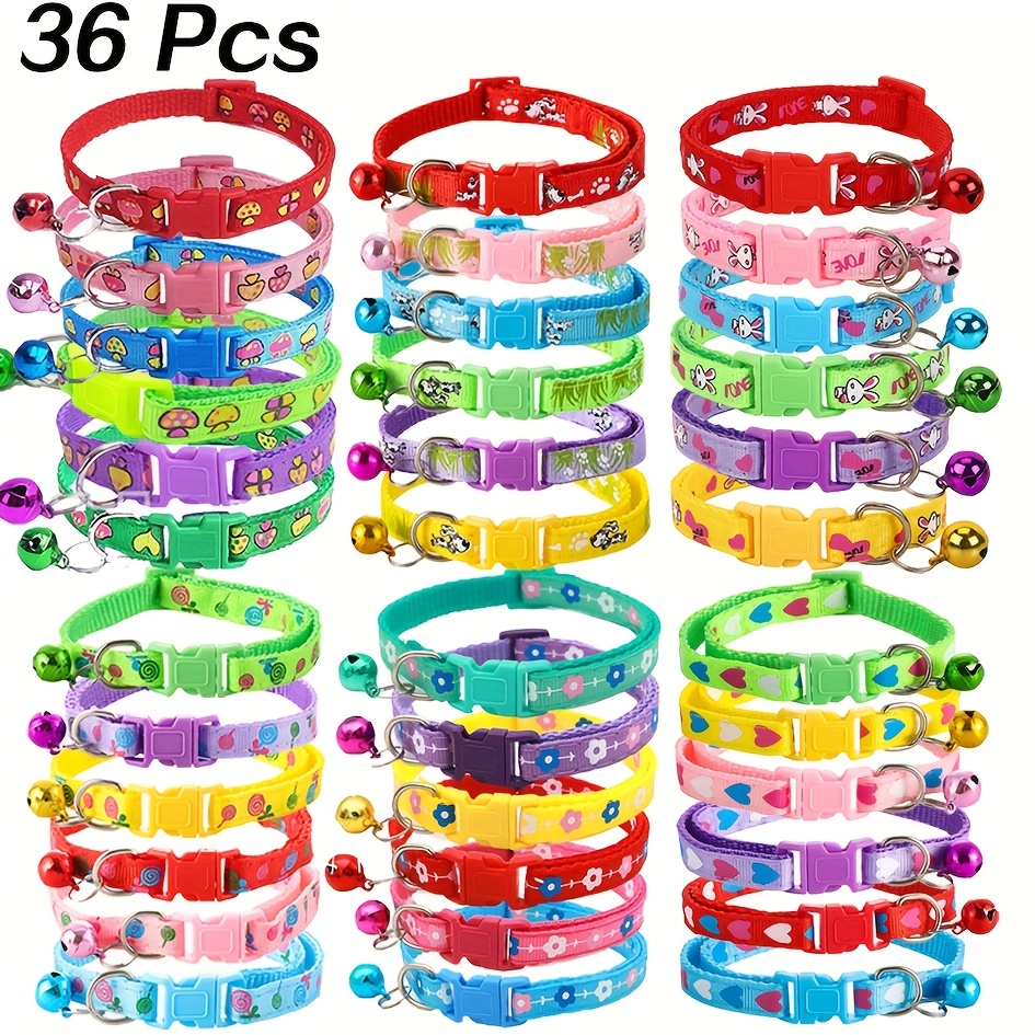 TEMU 36 Pet Collars, Combinations Of Cat Collars, Cute Dog Collars, Floral Prints, Bell Collars, Collars For Cats And Dogs, Neckbands, Animal Print