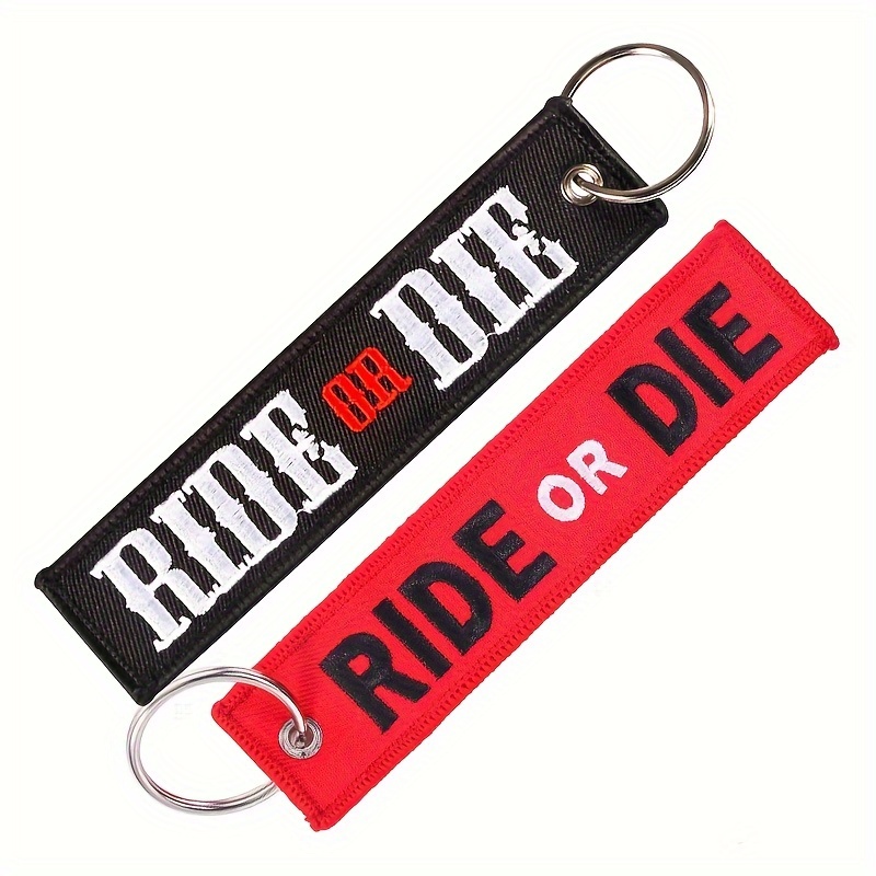 2pcs Red+ Jewelry Keychains Embroidered Motorcycle Key Ring Car Key Chain