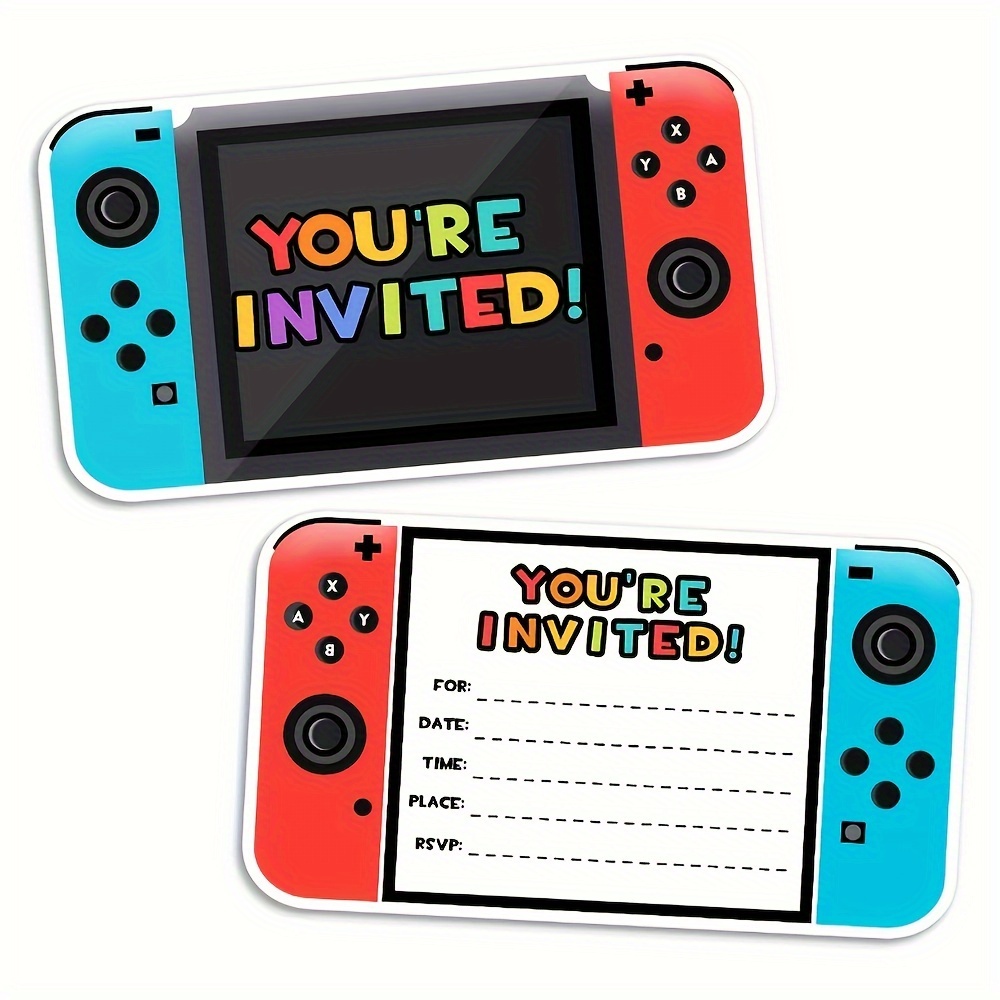 

5pcs/25pcs Video Game Birthday Party Invitations Cards With Envelope, Game Party Invitations For Game Lovers, Game Party Supplies
