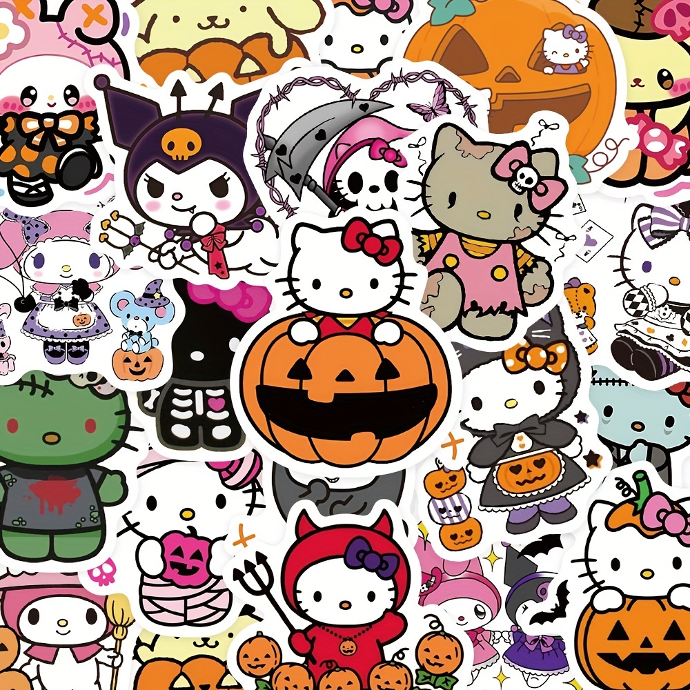 52-Pack Hello Kitty Halloween Stickers, Officially Licensed PVC Waterproof Decorative Decals for Planners, Laptops, and Phone Cases