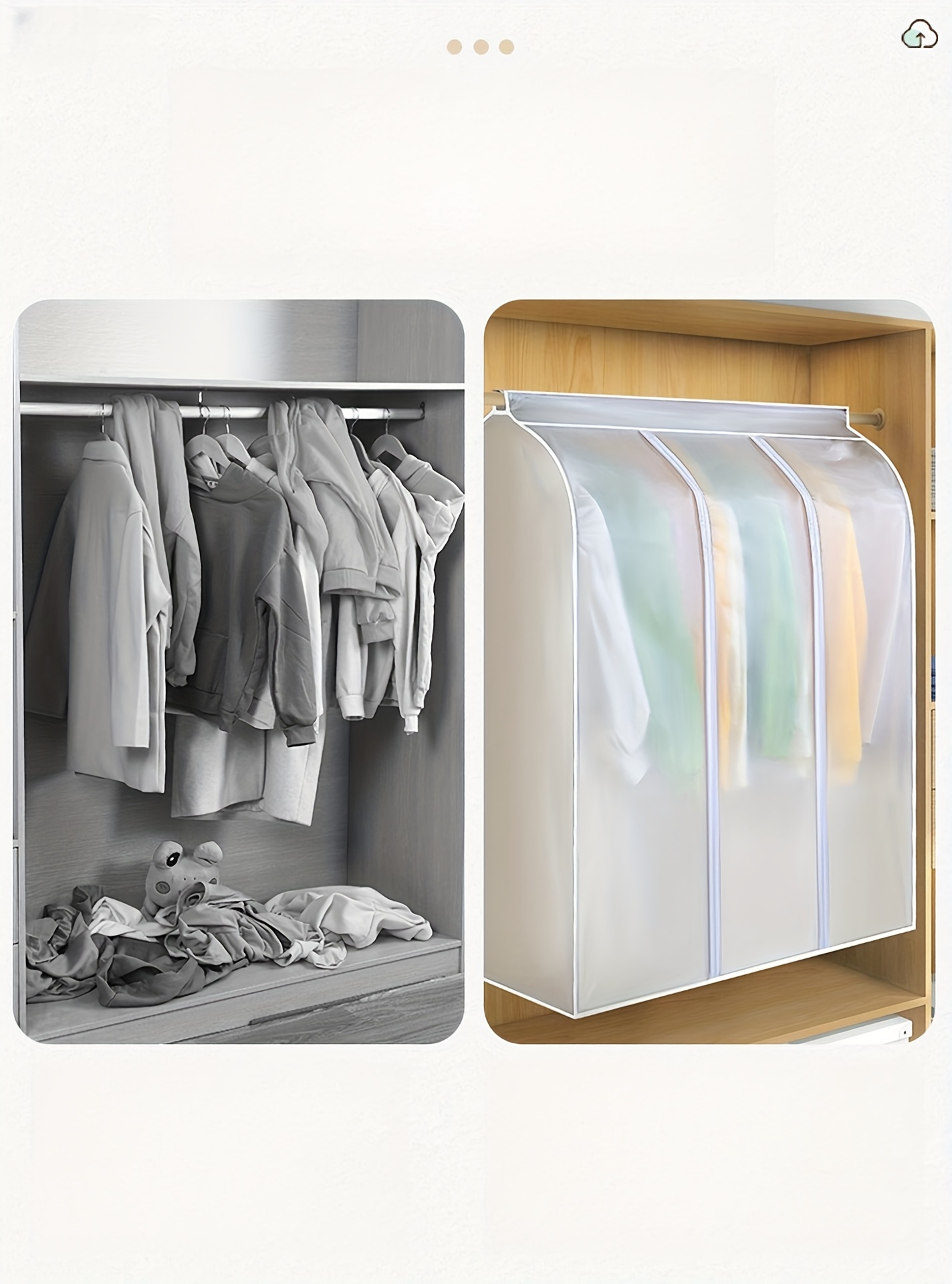 extra large garment dust cover with full zipper 19 6 x39 9 x47 2 semi transparent moisture proof wardrobe organizer details 5