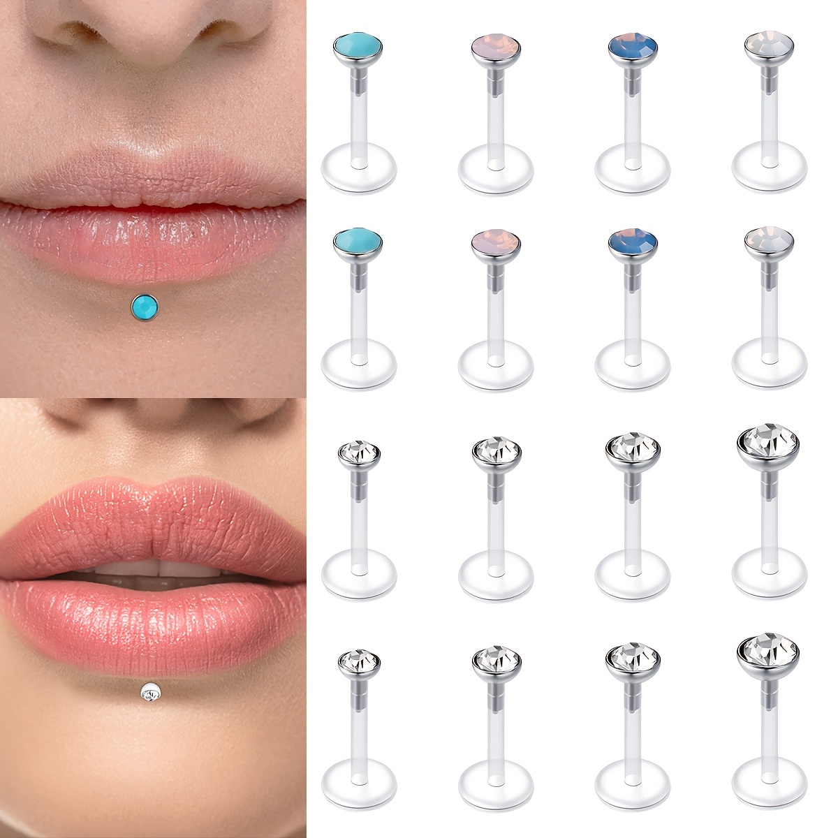 

Cizme 16pcs Uv Lip Stud Set - Comfortable & Stylish Body Piercing Jewelry, (6mm/8mm/10mm), Casual Attire & Gifting