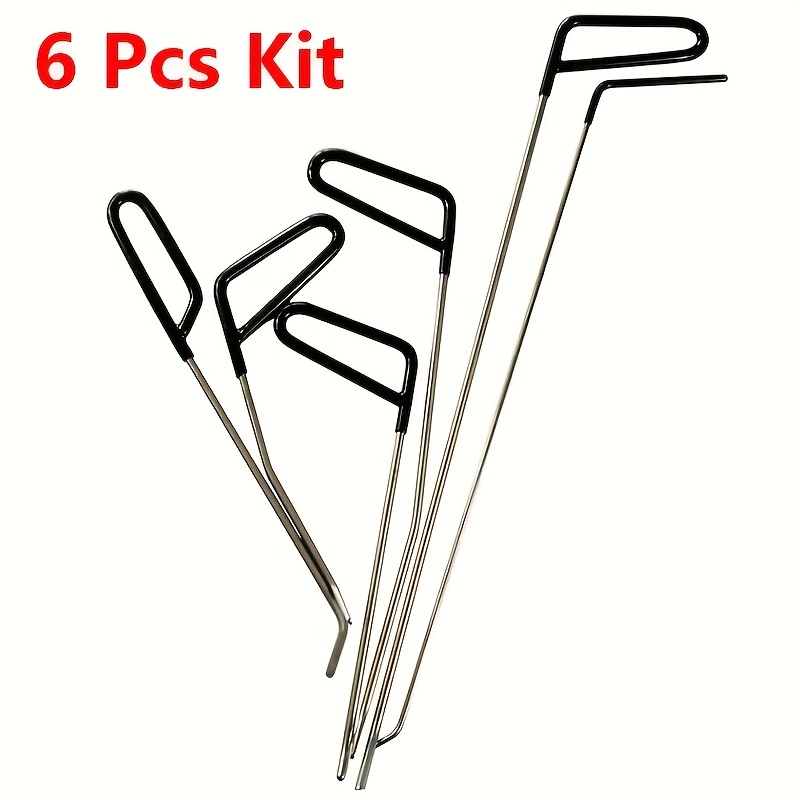 Image of 6pcs Repair Dent Rods - Heavy Duty Stainless Steel Pry Bar Tools For Car Door Hail Damage And Dent Removal, Ergonomic Handle, 3 For Dents, Door Repair, Smooth Metal Surfaces, Sturdy Construction