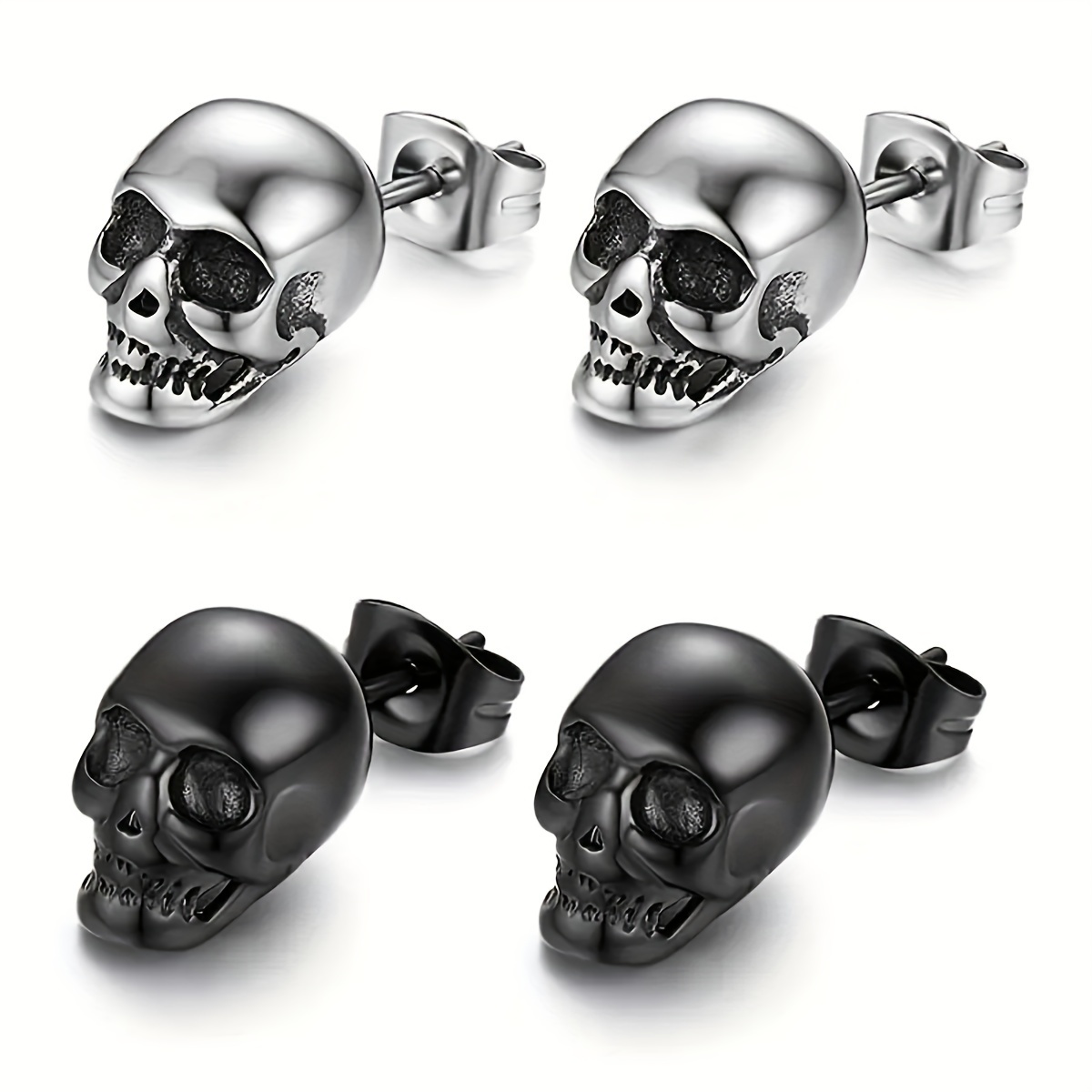 

1pair Skull Design Alloy Stud Earrings For Women And Men, Jewelry Gift